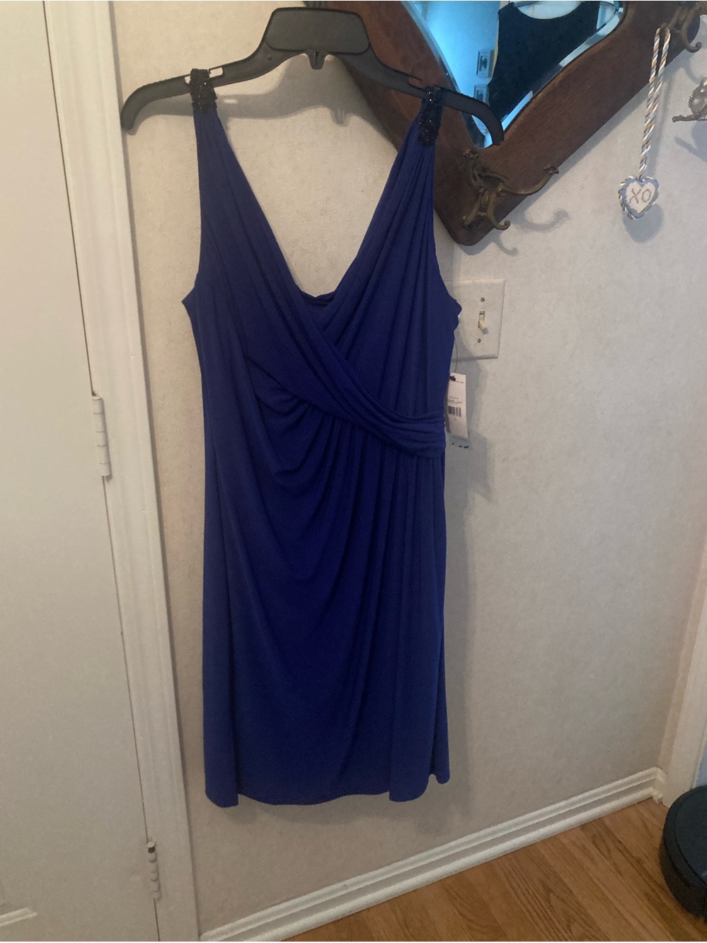 American Living Royal Blue Sleeveless Draped Cocktail Dress
